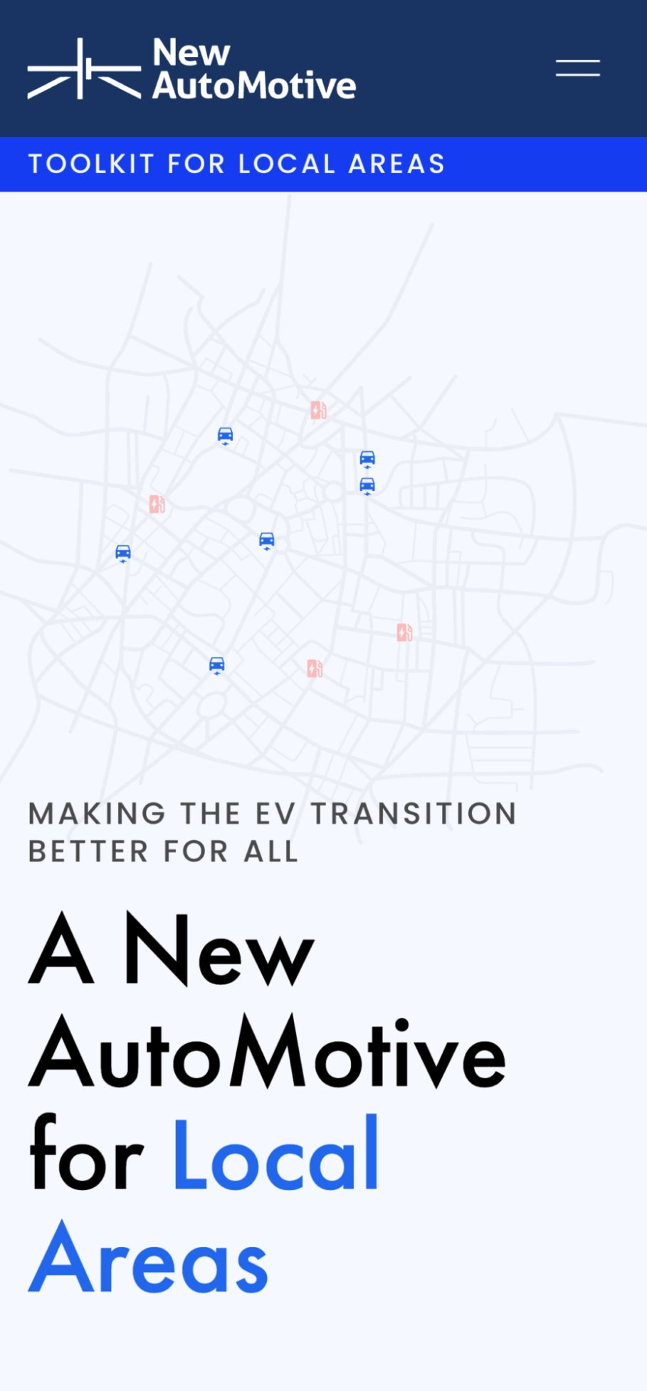 NewAutoMotive for Local Areas homepage (mobile)