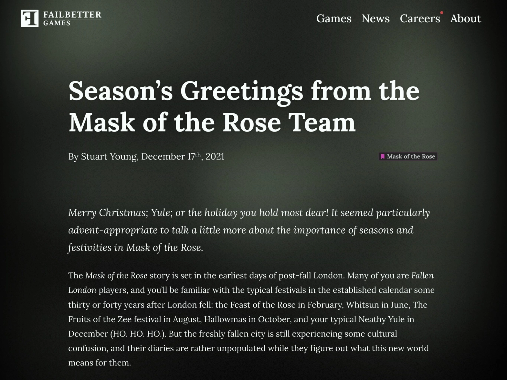 Failbetter Games - News article (desktop)