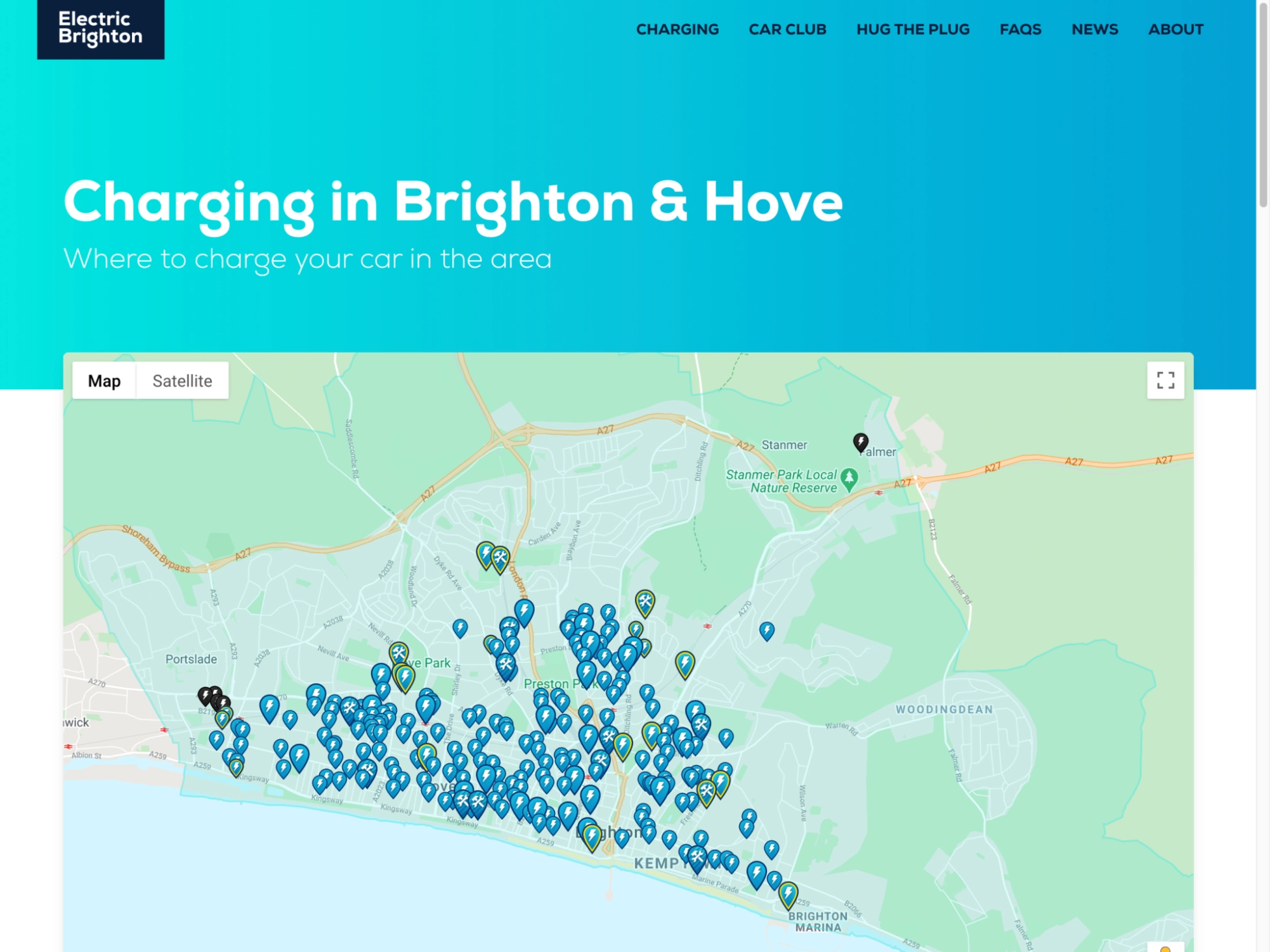 Electric Brighton - Charge point map (desktop)