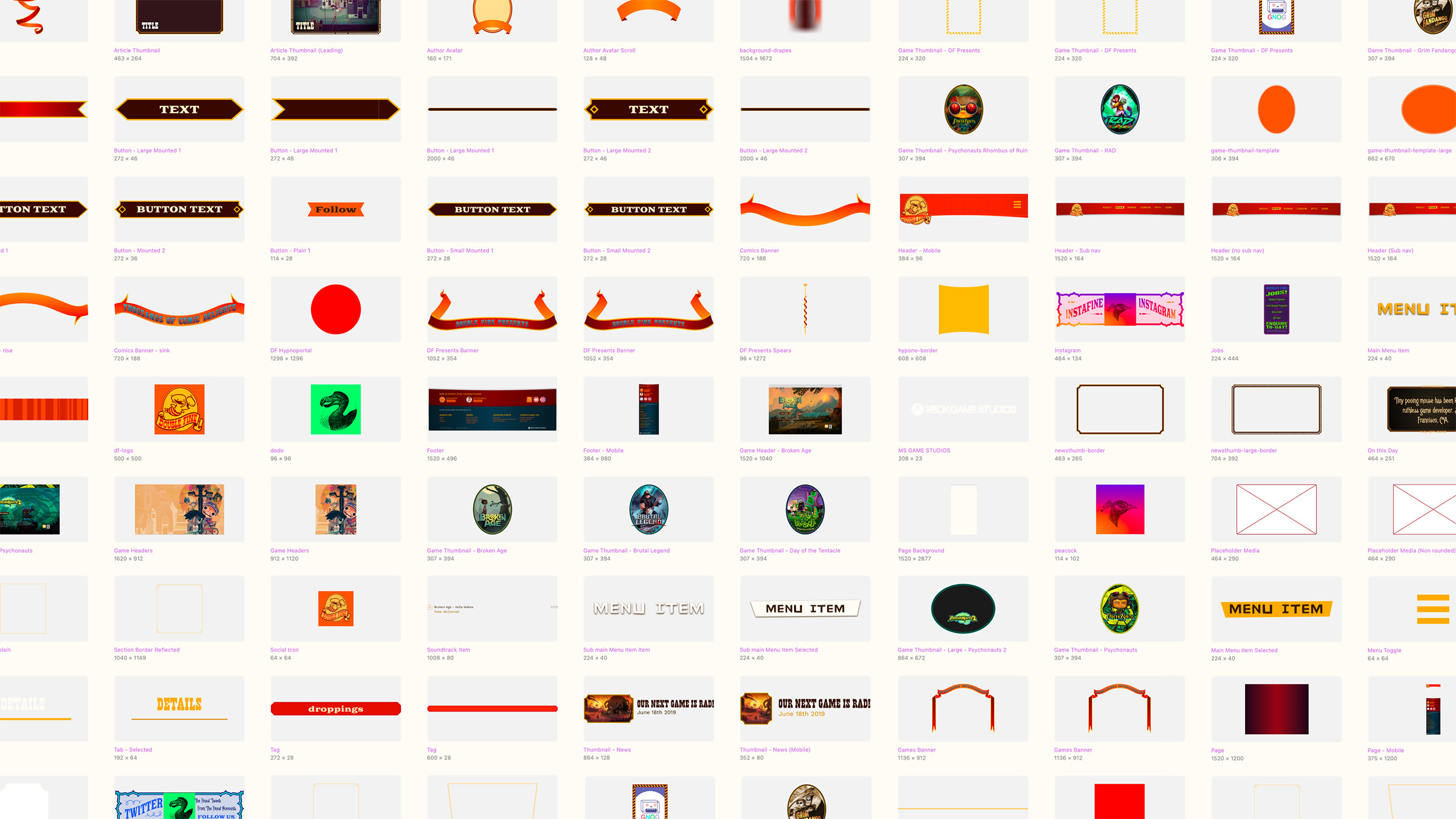 Components for doublefine.com, created in Sketch.